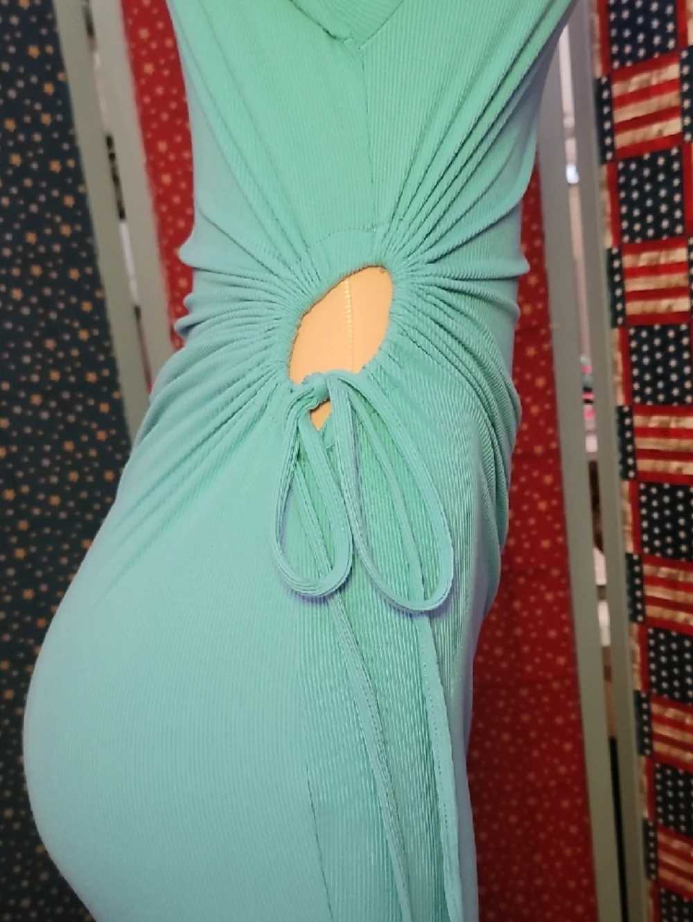 **Rue21 Sky Blue Long-Sleeve Side-Tie Bodycon Dress** - Picture 3 of 6